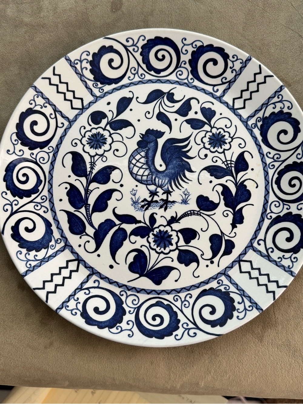 Johnson Brothers Blue and White Chanticleer Rooster Charger Plate
